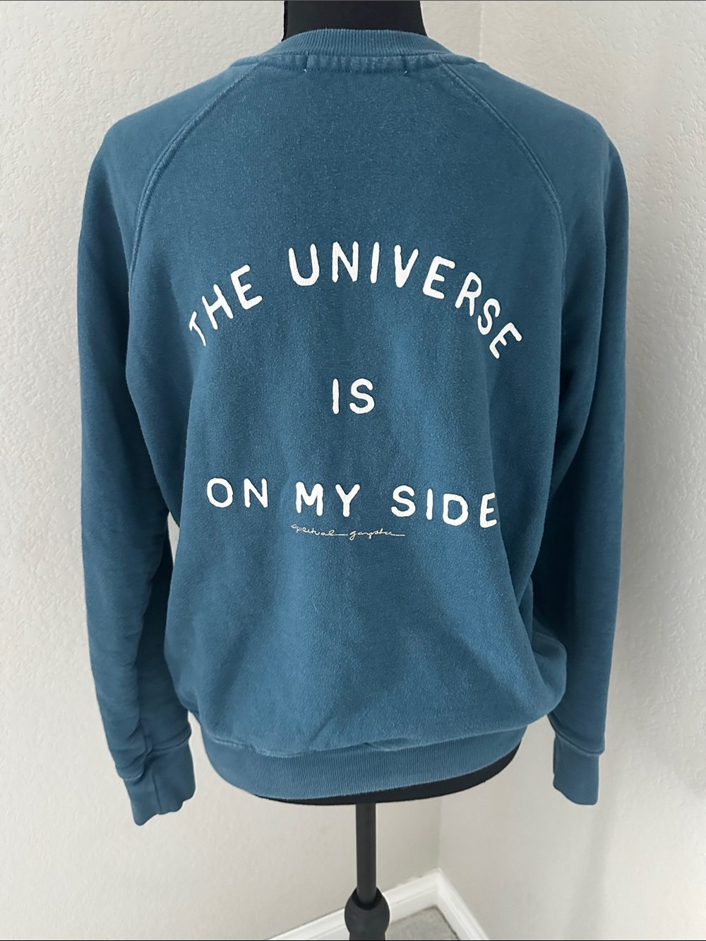 Spiritual Gangster Teal-Blue Crewneck Sweatshirt with White Star Motif - Picture 3 of 5
